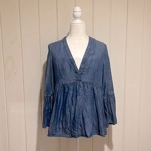 American Eagle Jean Blouse Top Size Small